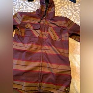 Preowned Men's Size Large ANALOG Hooded Stripped Jacket W/ Thumb Holes Pre-made